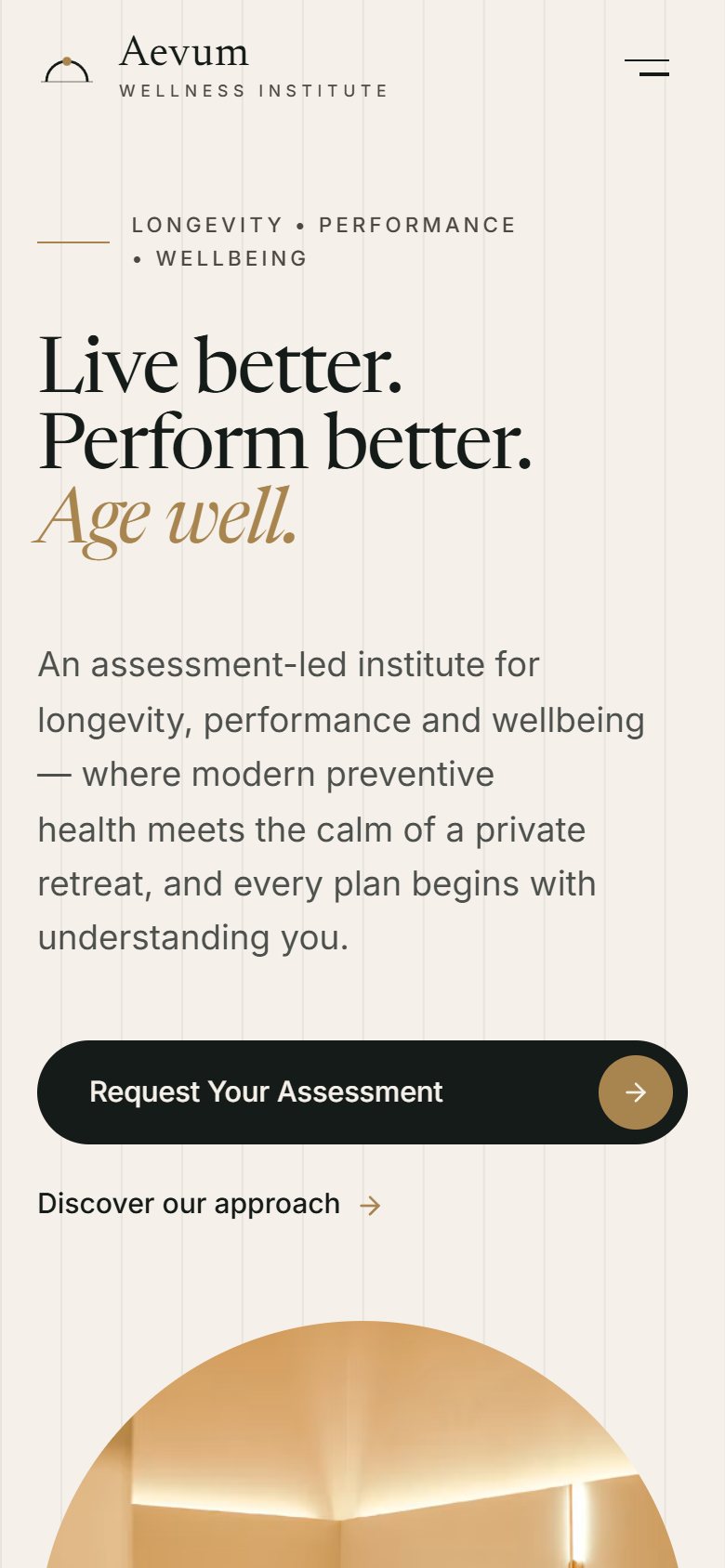 Screenshot of the Aevum demonstration website on a mobile phone